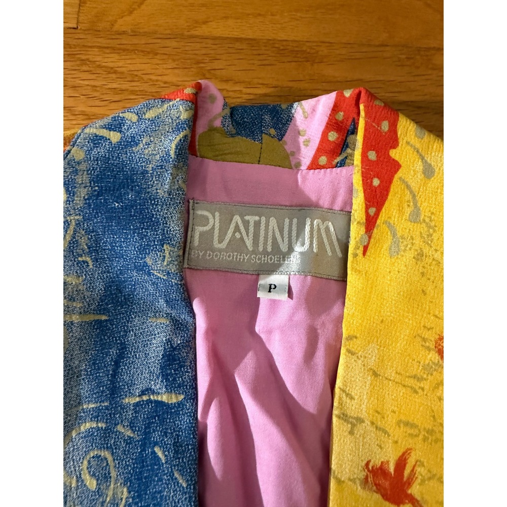 Vintage Platinum Dorothy Schoelen 3pc Blazer Shorts Set Silk Tank Multi Color P - Picture 2 of 11